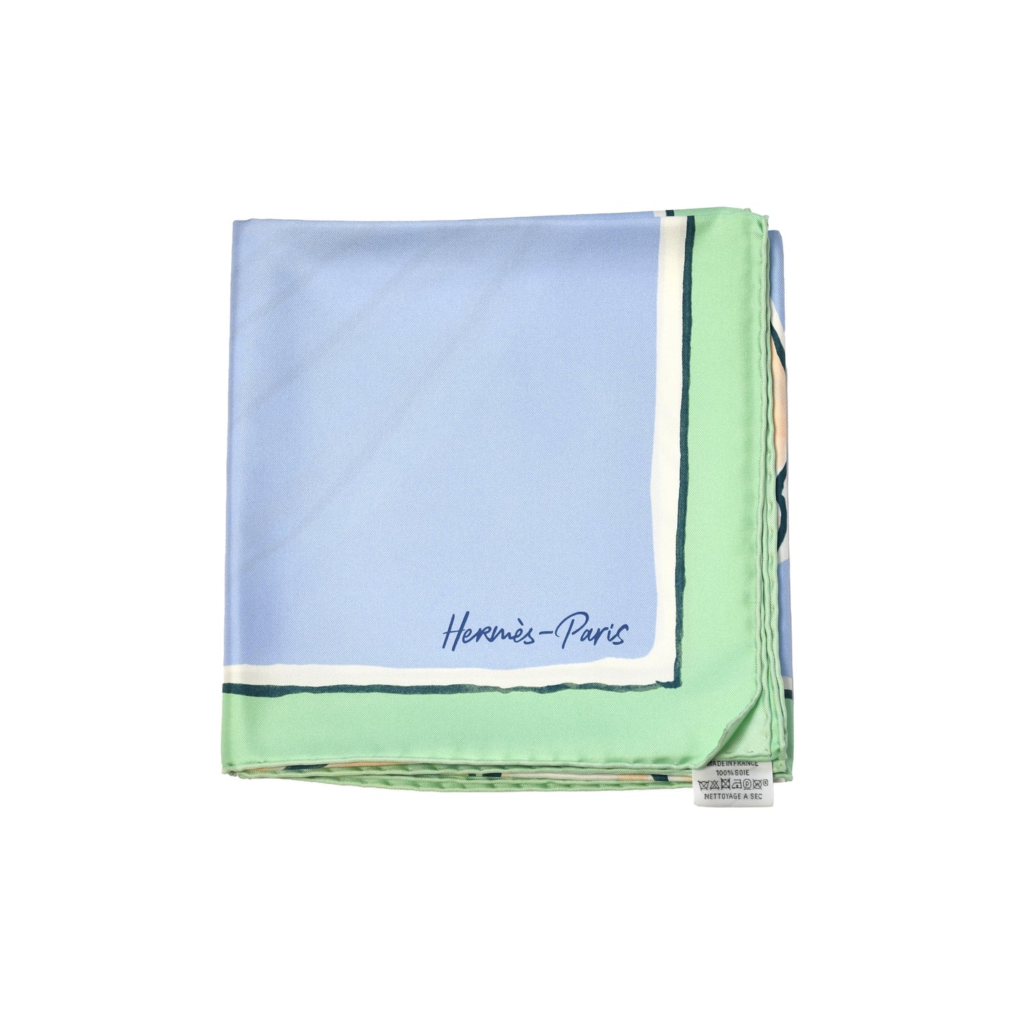 Hermes Libre Comme Pegase Silk Square Scarf 90 Vert D'eau Bleu Ciel Rose Nacre-NOBLEMARS