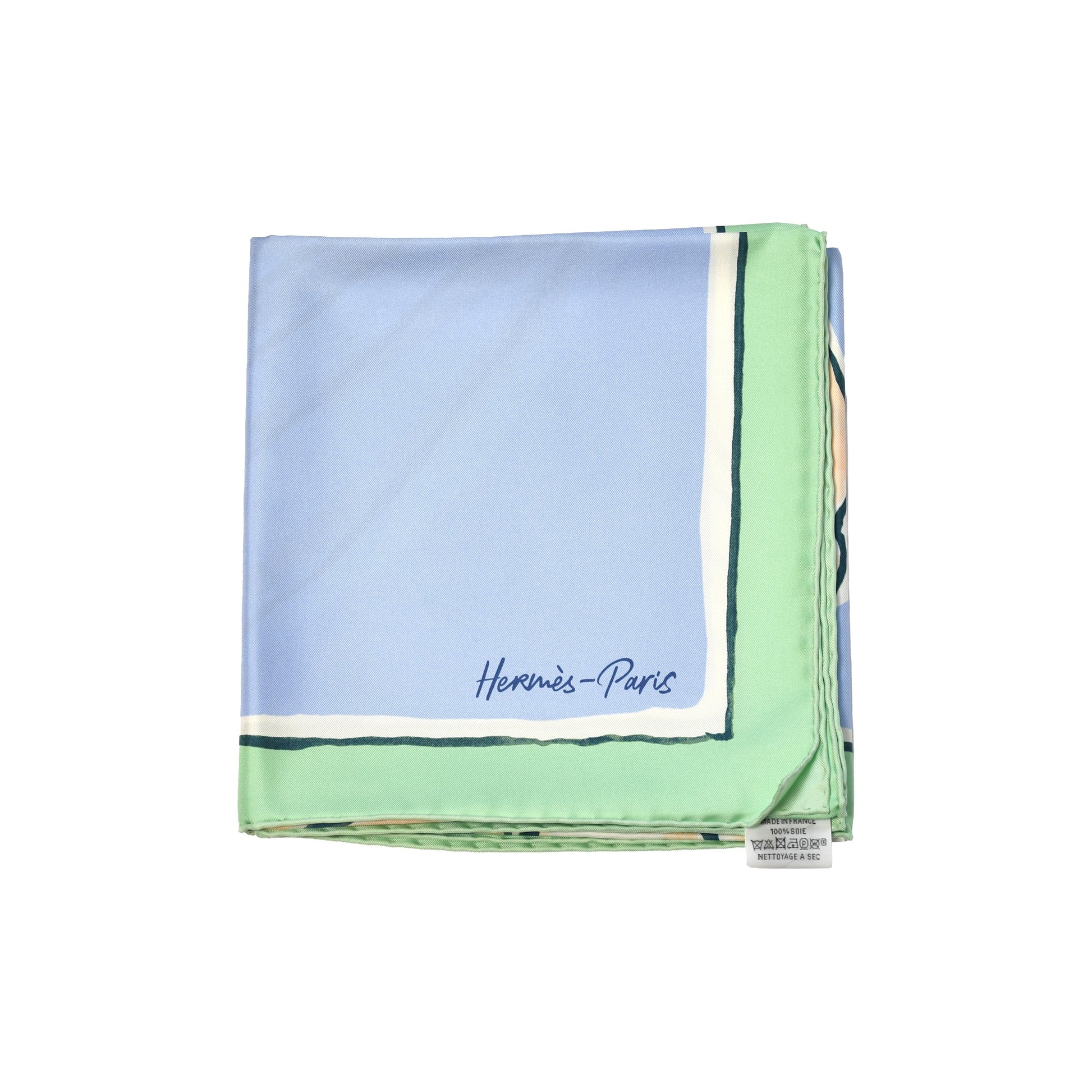 Hermes Libre Comme Pegase Silk Square Scarf 90 Vert D'eau Bleu Ciel Rose Nacre-NOBLEMARS