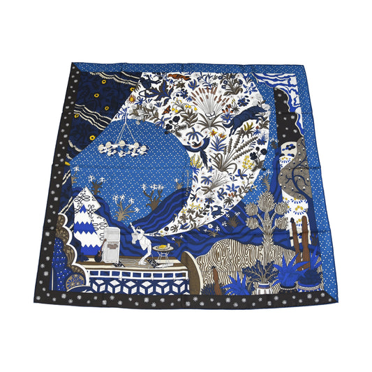 Hermes Le Premier Chant Silk Square Scarf Blue-NOBLEMARS