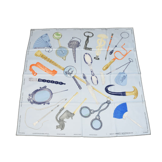 Hermes Nous Sommes Inseparables Silk Square Scarf 90 Light Blue-NOBLEMARS