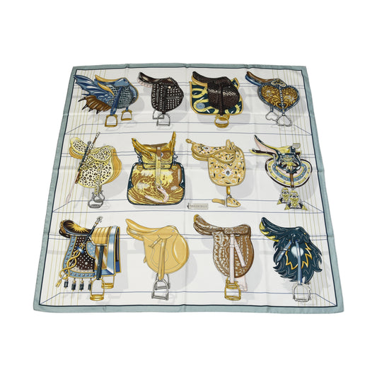 Hermes Carre 90 Tous en Selle Silk Square Scarf Multicolor-NOBLEMARS