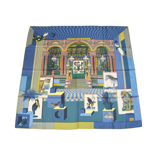 Hermes Grand Theatre Nouveau Silk Square Scarf Blue-NOBLEMARS