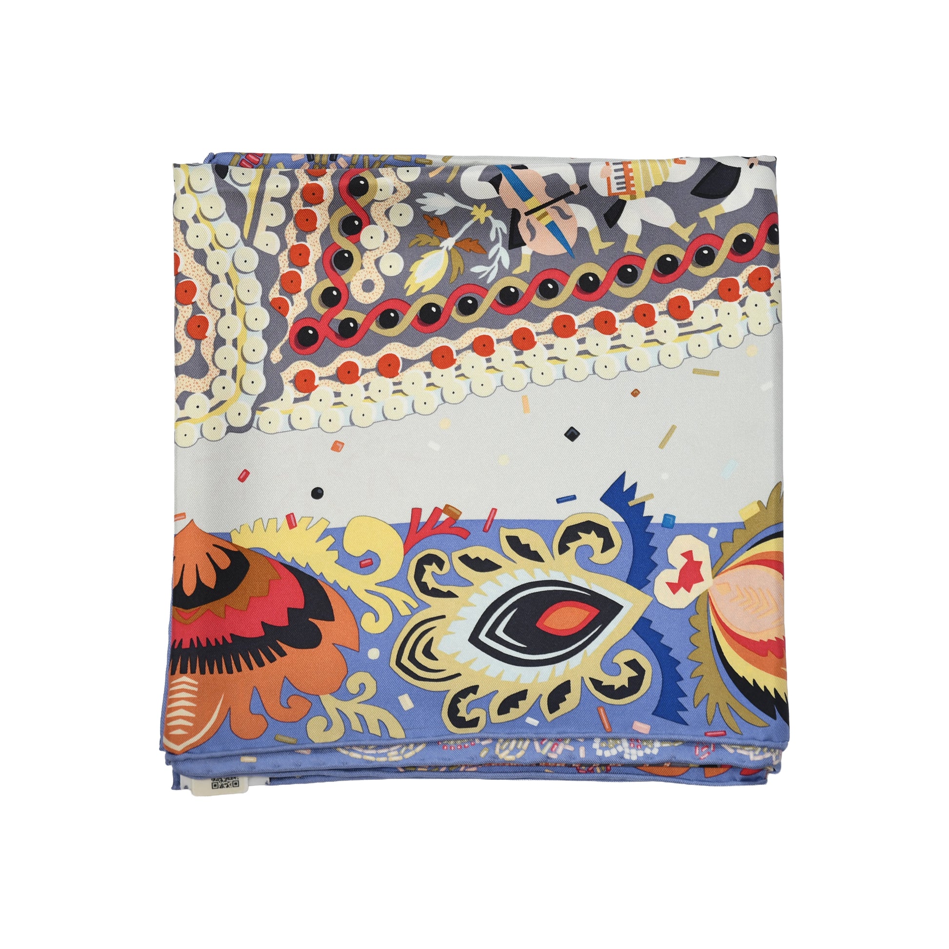 Hermes Costume de Fete 90 Silk Square Scarf White Light Blue-NOBLEMARS