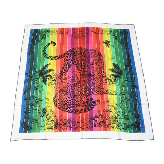 Hermes Jungle Love Rainbow Silk Square Scarf Multicolor-NOBLEMARS