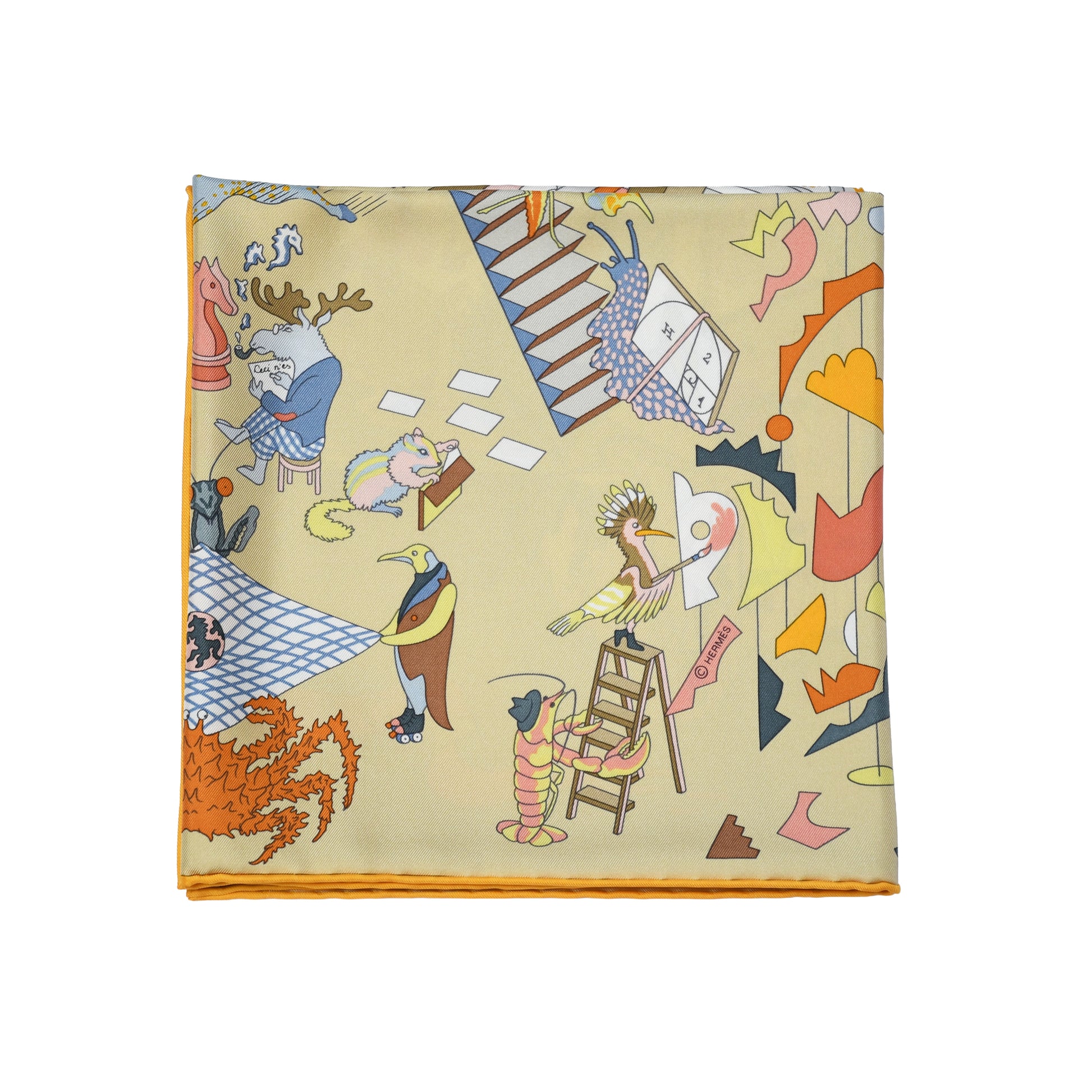 Hermes Academia Hippica 90 Silk Square Scarf Multicolor-NOBLEMARS