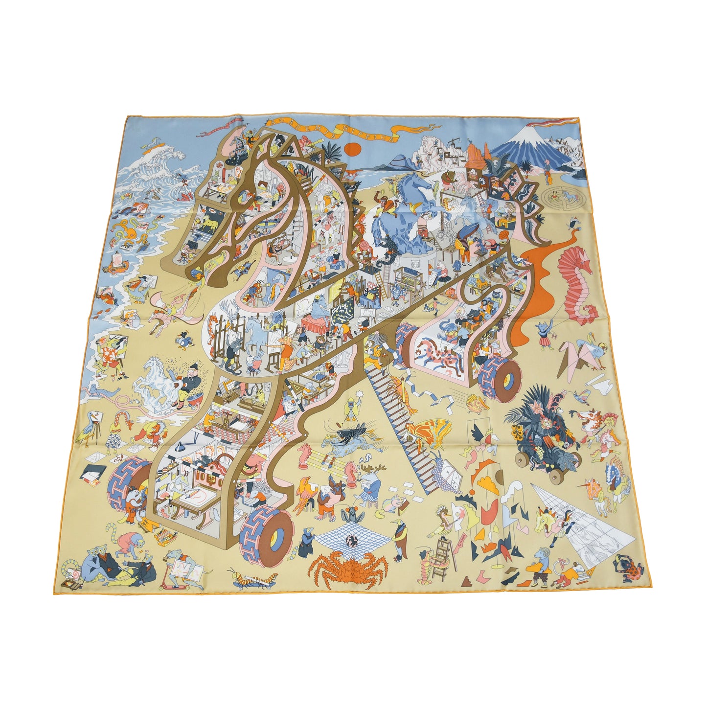 Hermes Academia Hippica 90 Silk Square Scarf Multicolor-NOBLEMARS