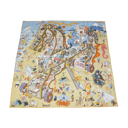 Hermes Academia Hippica 90 Silk Square Scarf Multicolor-NOBLEMARS