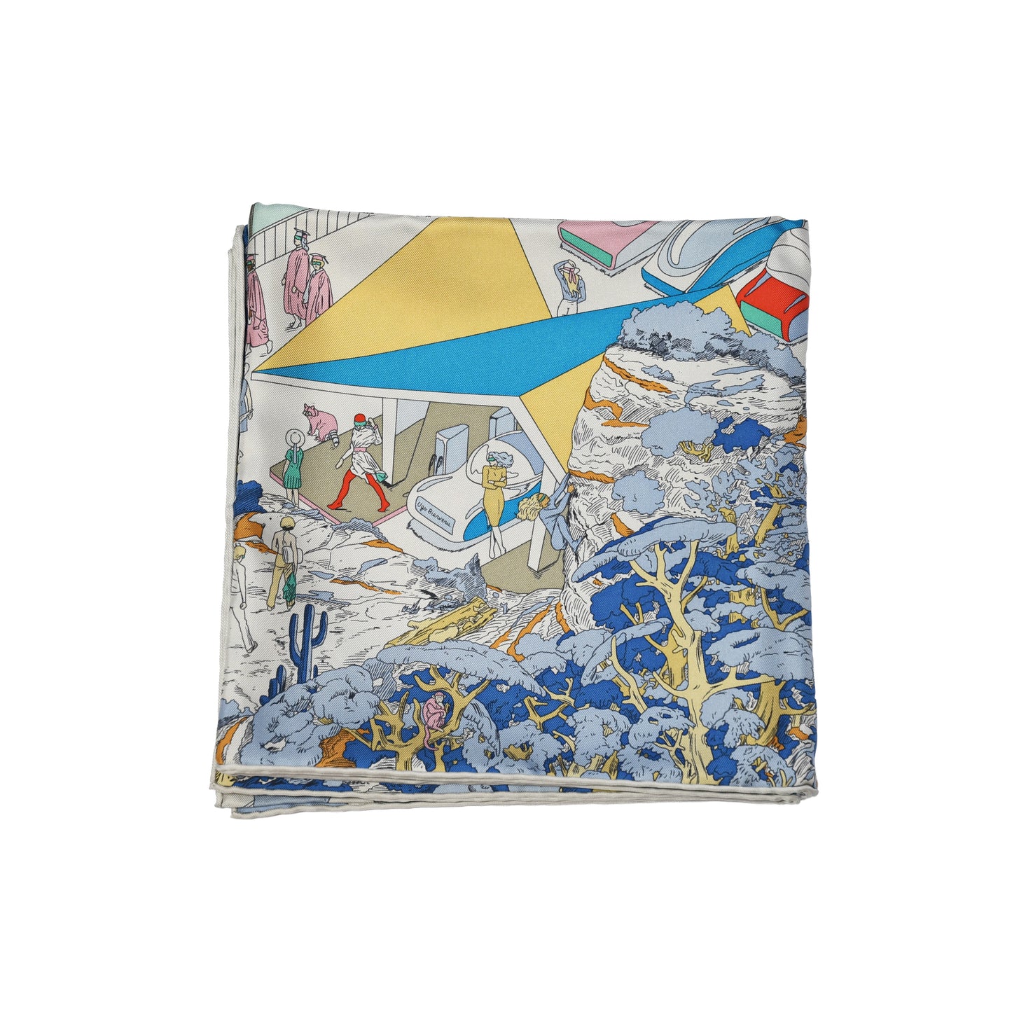 Hermes On The Beach 90 Silk Square Scarf Multicolor-NOBLEMARS