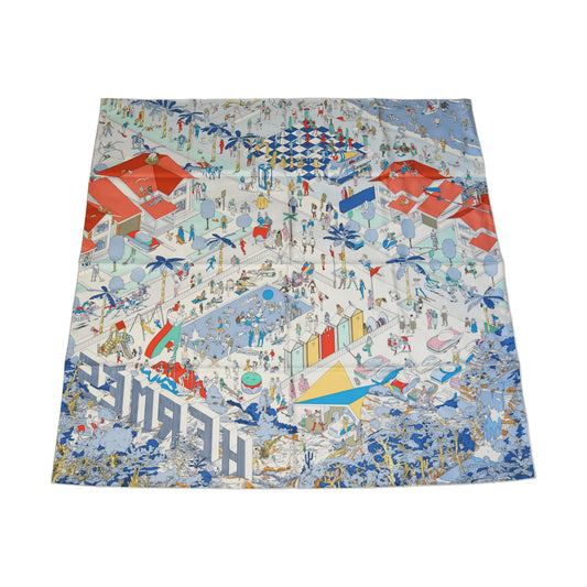 Hermes On The Beach 90 Silk Square Scarf Multicolor-NOBLEMARS