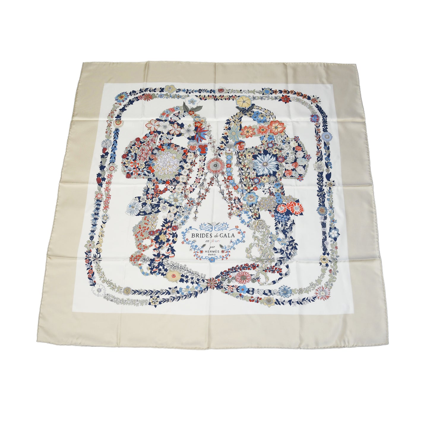 Hermes Brides de Gala en Fleurs 90 Silk Square Scarf Multicolor-NOBLEMARS