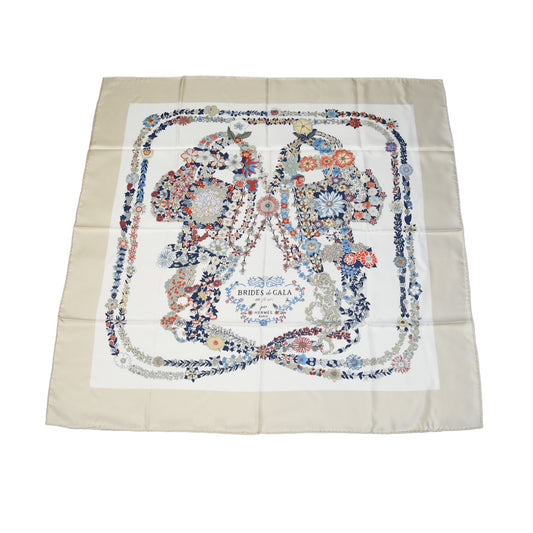 Hermes Brides de Gala en Fleurs 90 Silk Square Scarf Multicolor-NOBLEMARS