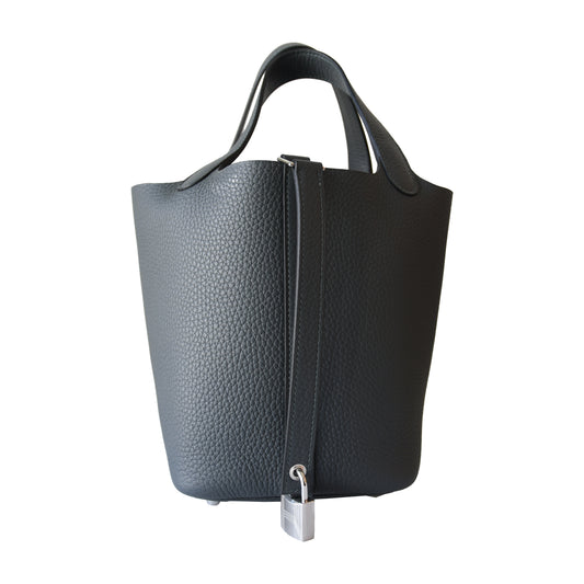 Hermes Picotin Lock Bucket Bag Clemence Palladium Hardware Noir