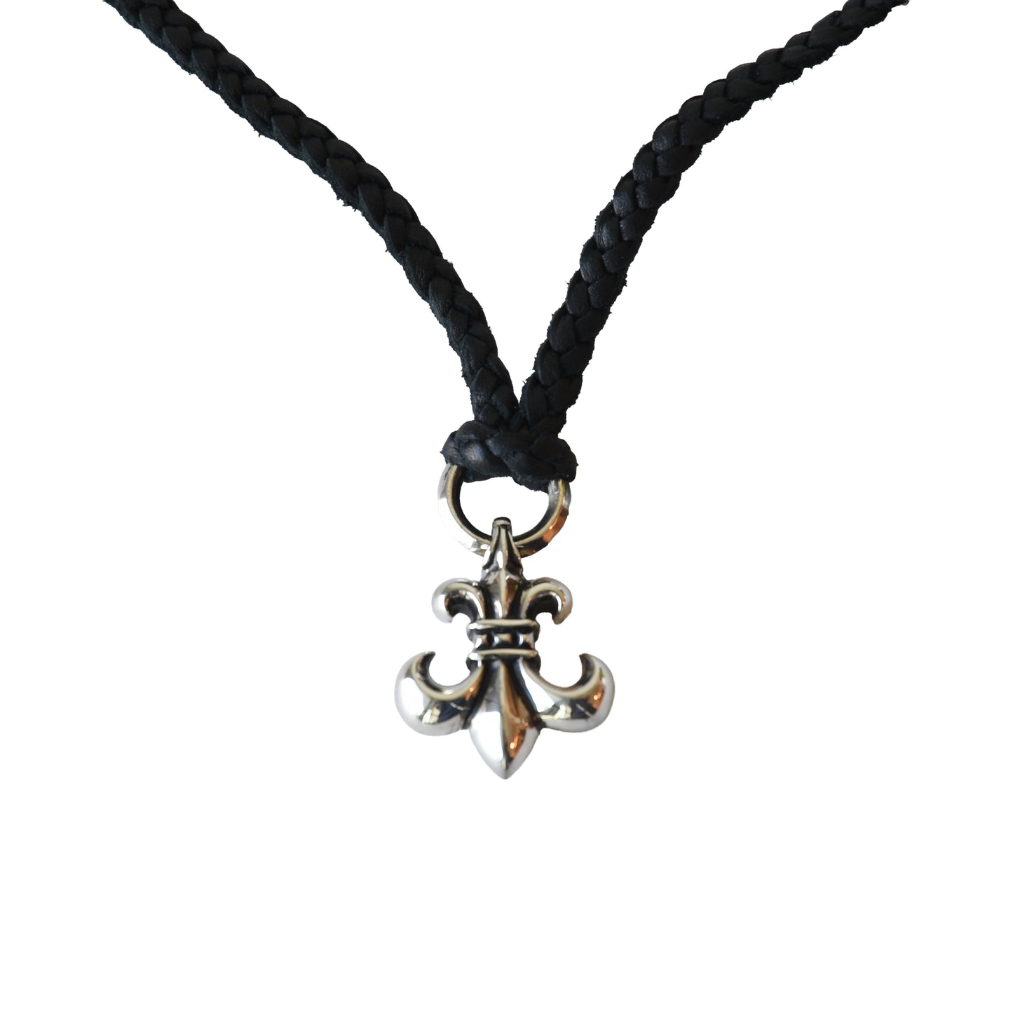Chrome Hearts BS Fleur Black Cord Necklace Silver- NOBLEMARS