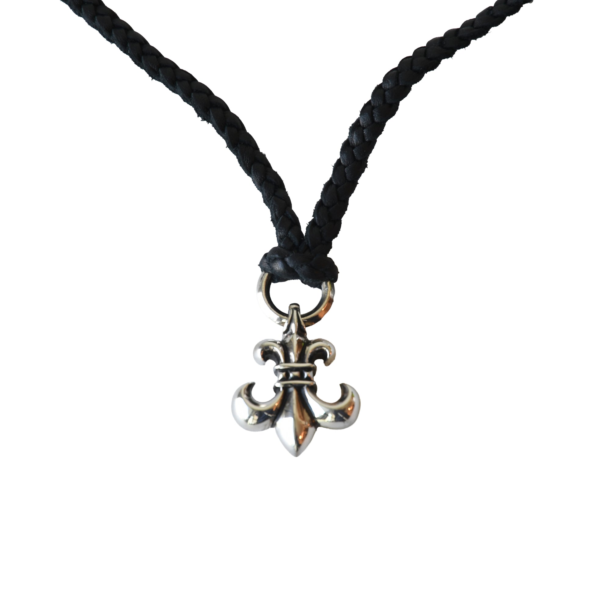 Chrome Hearts BS Fleur Black Cord Necklace Silver- NOBLEMARS