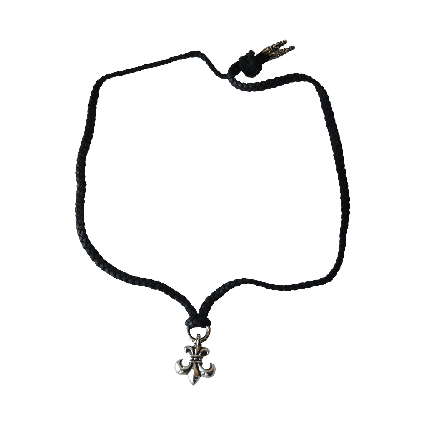 Chrome Hearts BS Fleur Black Cord Necklace Silver- NOBLEMARS