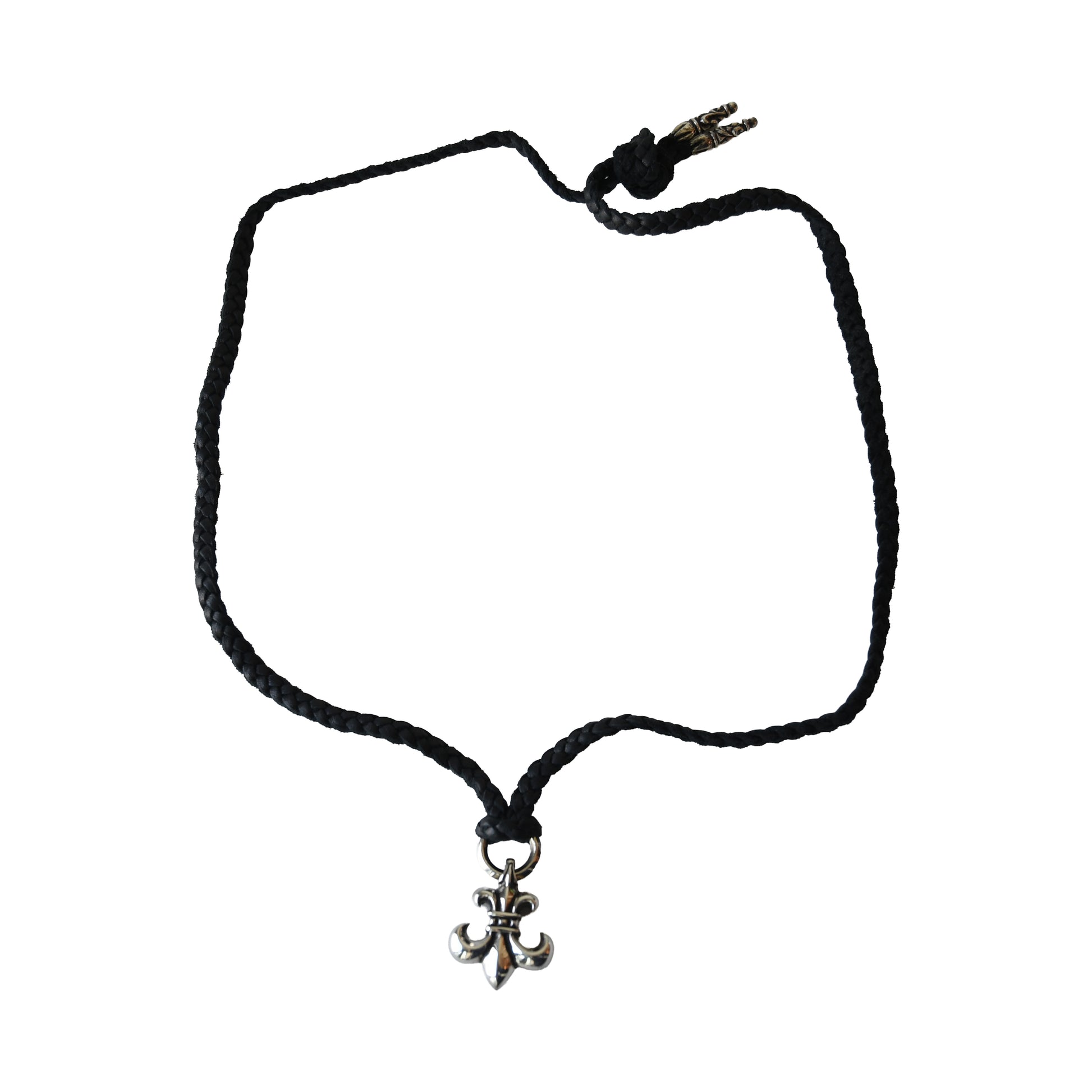 Chrome Hearts BS Fleur Black Cord Necklace Silver- NOBLEMARS