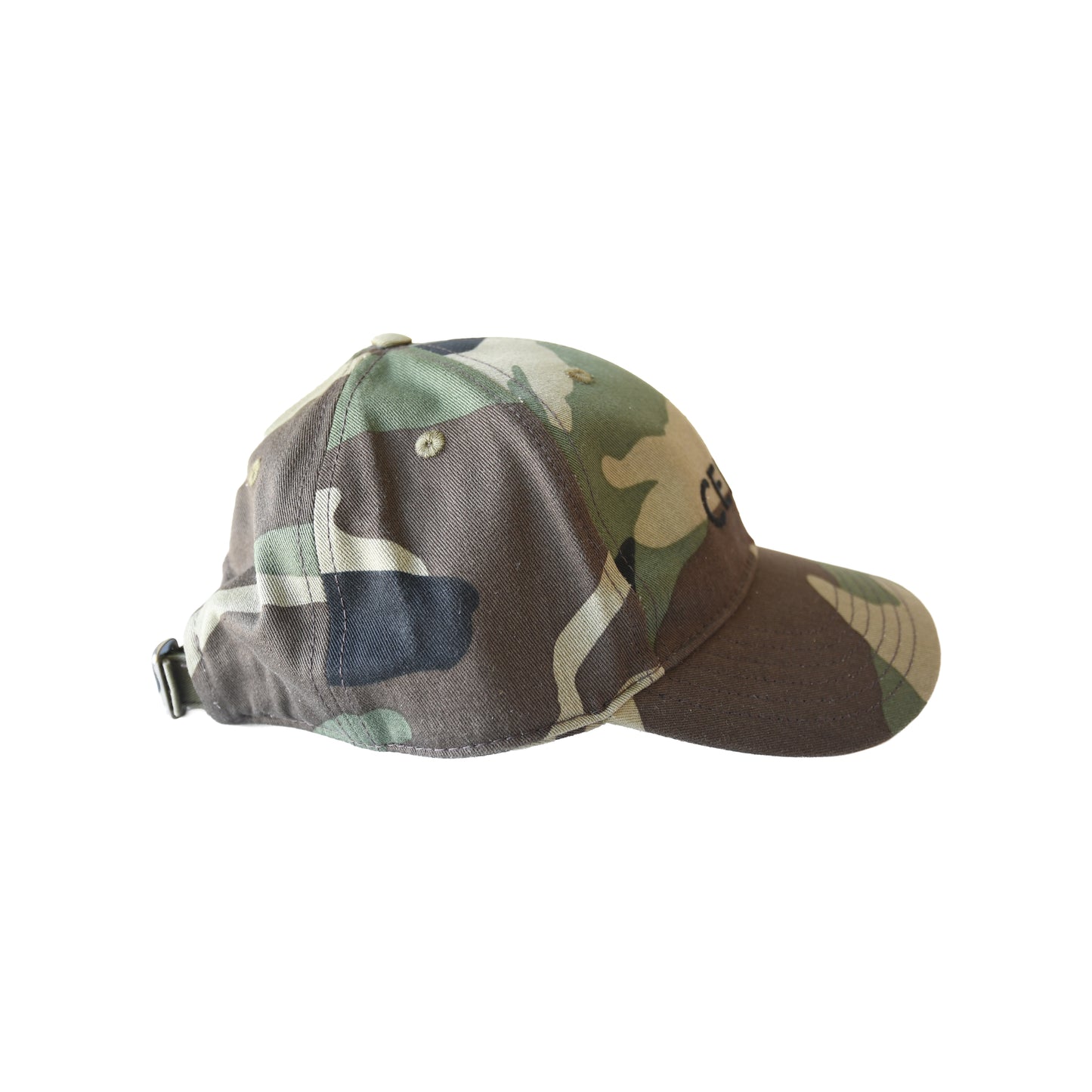 Celine Logo Embroidered Camouflage Print Baseball Cap Kaki Militaire