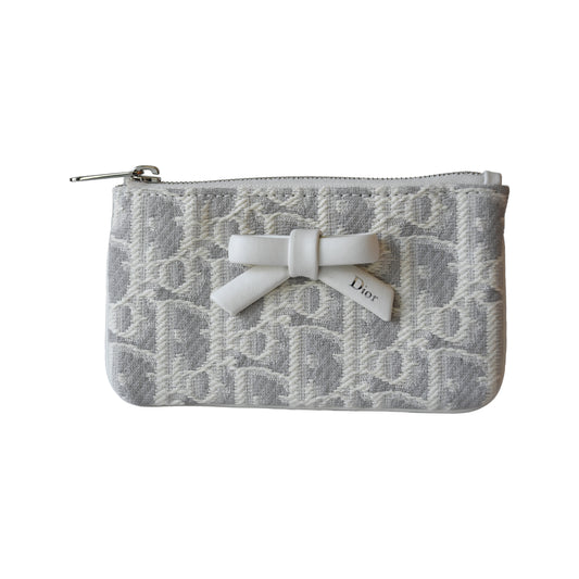 Dior Promenade Freesia Zipped Card Holder Pouch Latte Gray