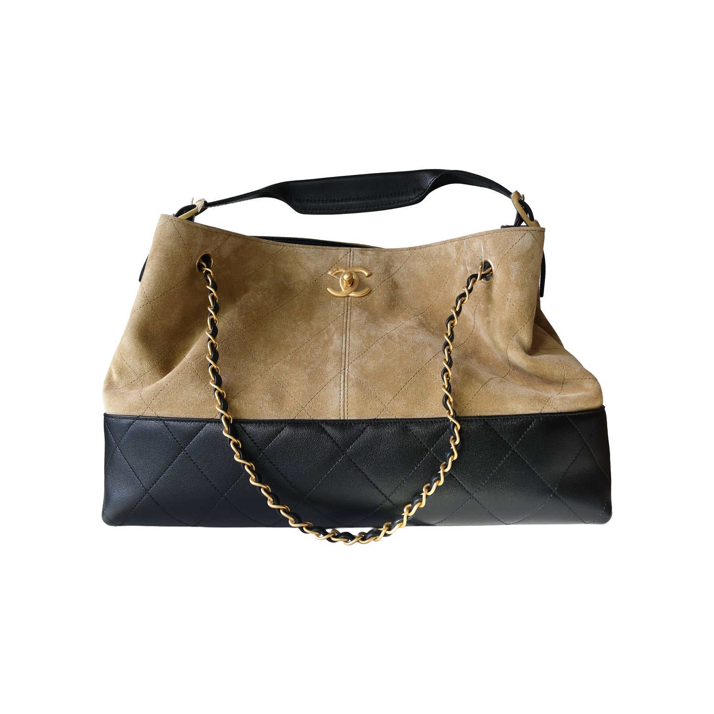 Chanel 25A Metiers d'Art Suede Small Shopping Bag Black Brown- NOBLEMARS
