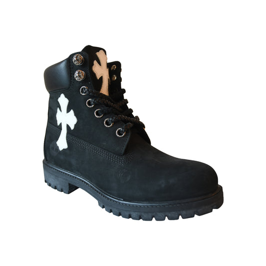 Chrome Hearts Cross Patch Timberland Boots Black- NOBLEMARS