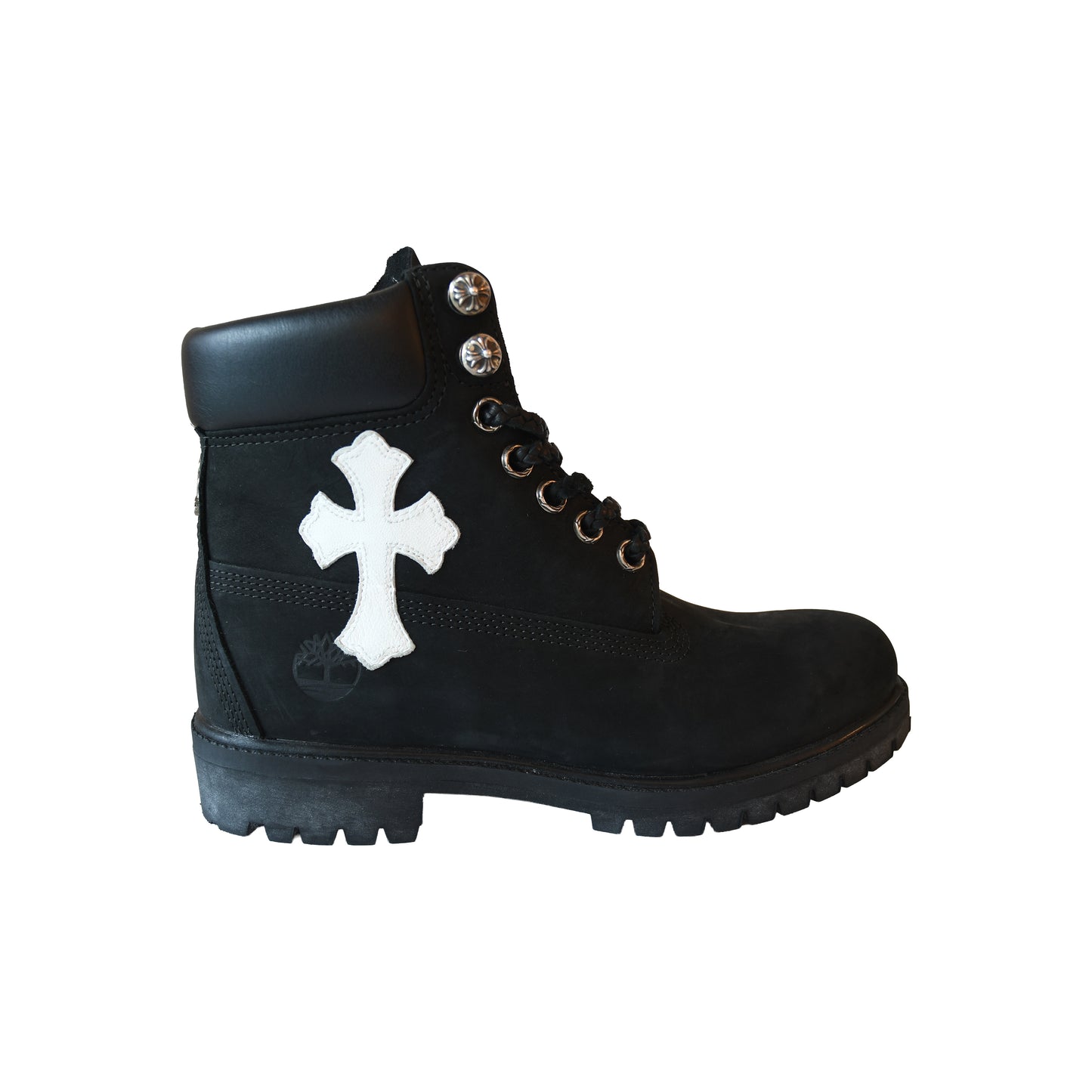 Chrome Hearts Cross Patch Timberland Boots Black- NOBLEMARS