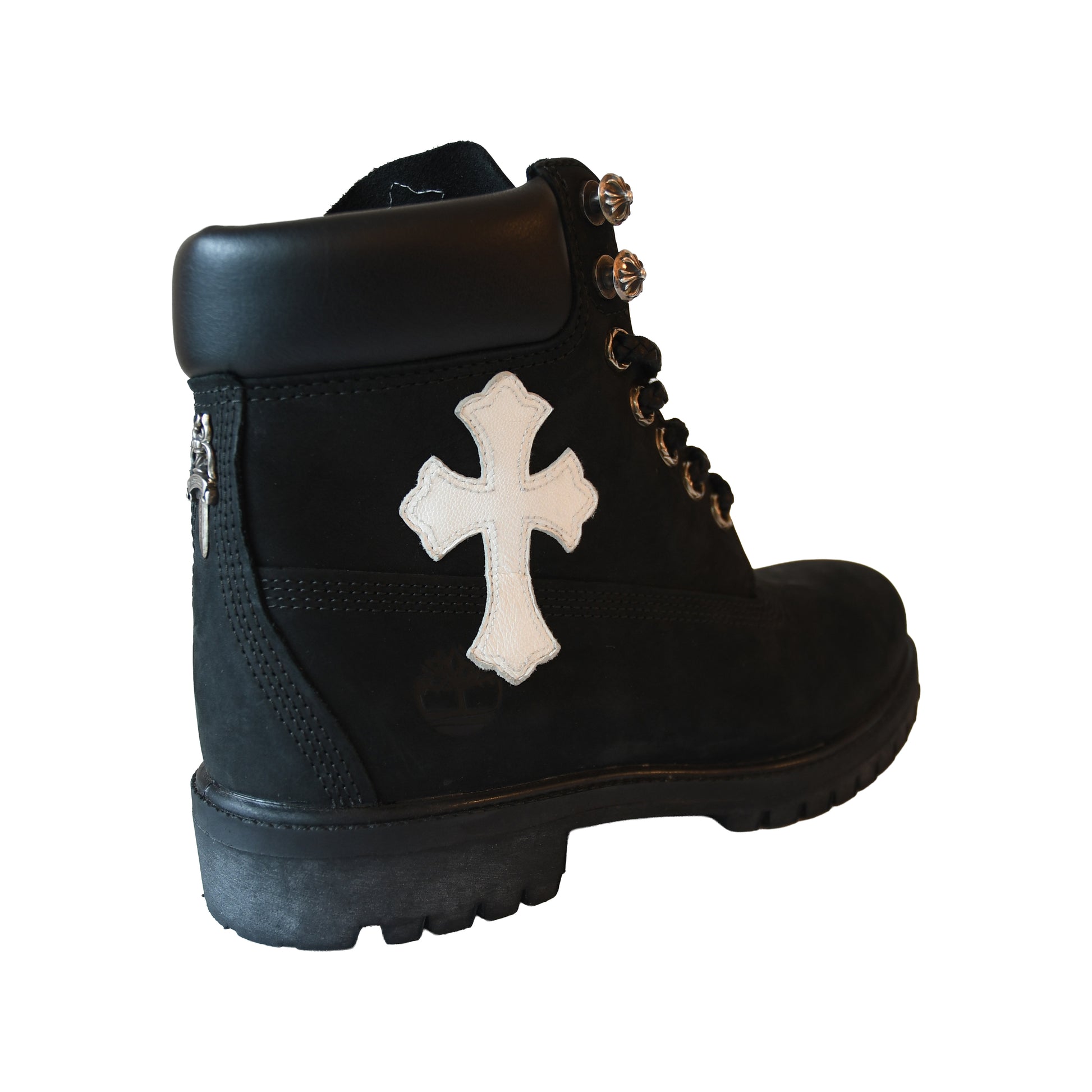 Chrome Hearts Cross Patch Timberland Boots Black- NOBLEMARS
