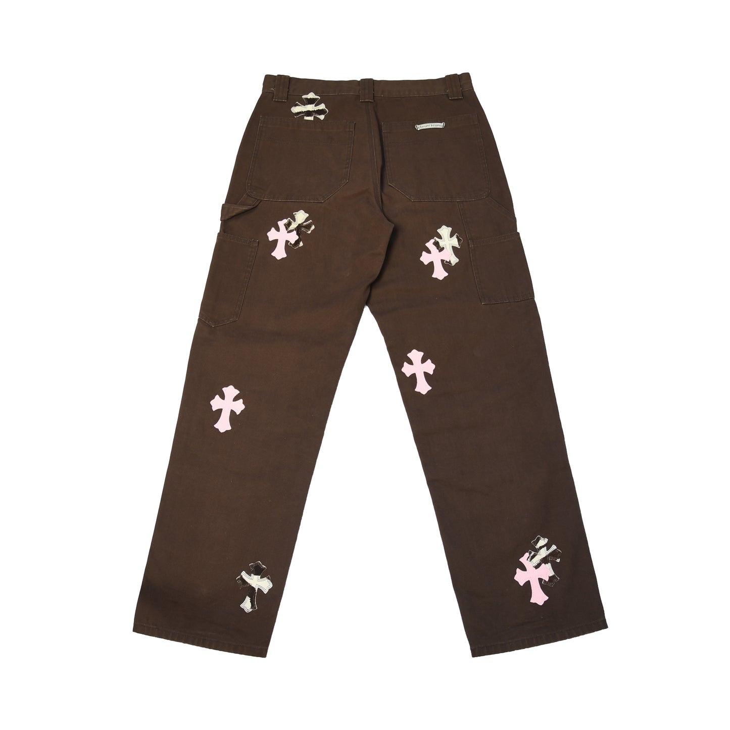 Chrome Hearts Pink Cross Patch Carpenter Pants Brown- NOBLEMARS