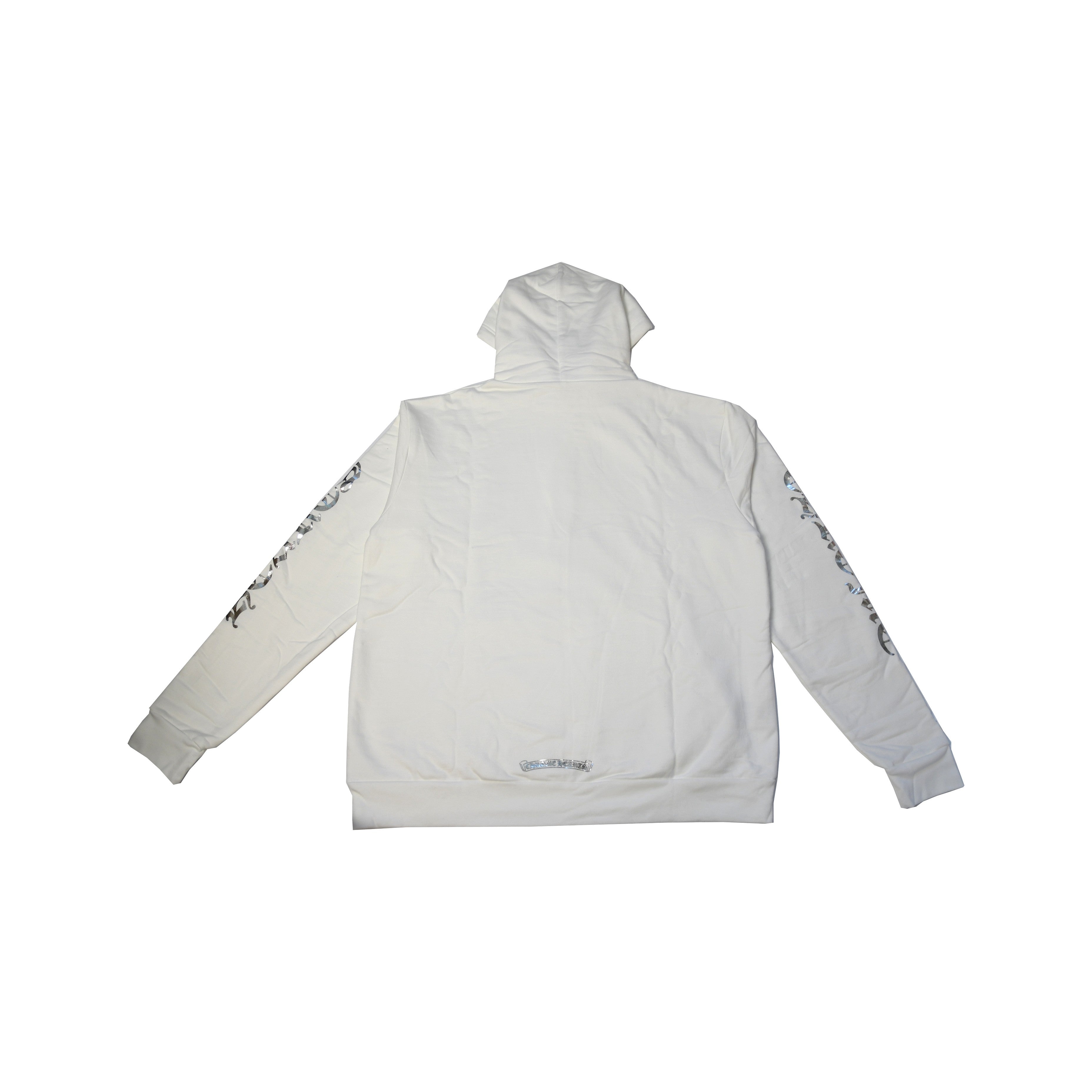 Chrome Hearts Silver Foil Print Vertical Logo Pullover Hoodie