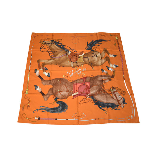 Hermes Grand Galop Carre 90 Scarf Orange