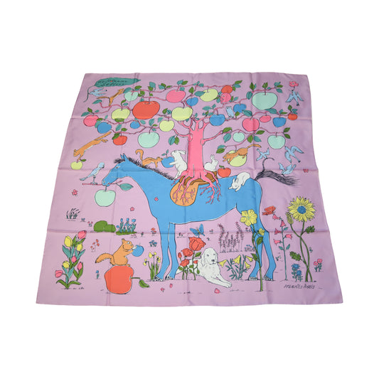 Hermes Le Pommier Sellier Carre 90 Scarf Mauve