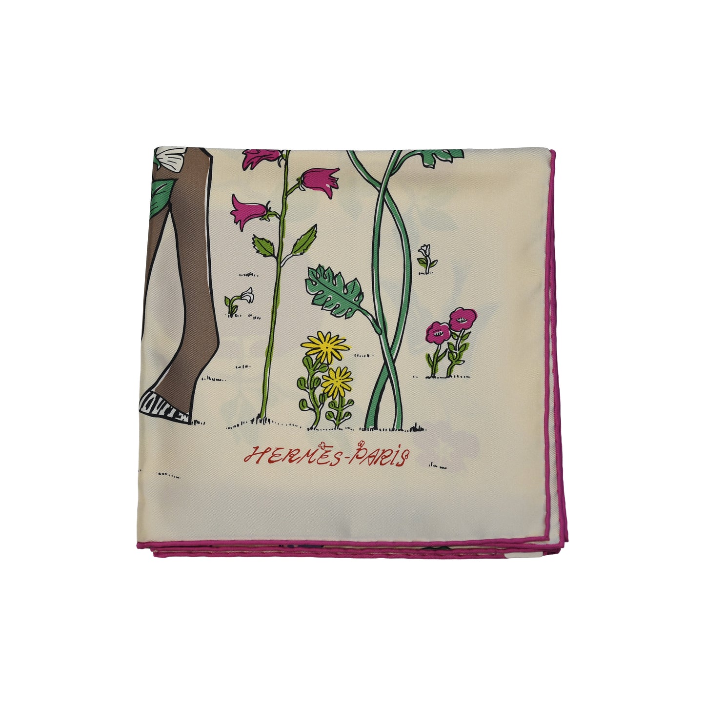 Hermes Le Pommier Sellier Carre 90 Scarf Cream
