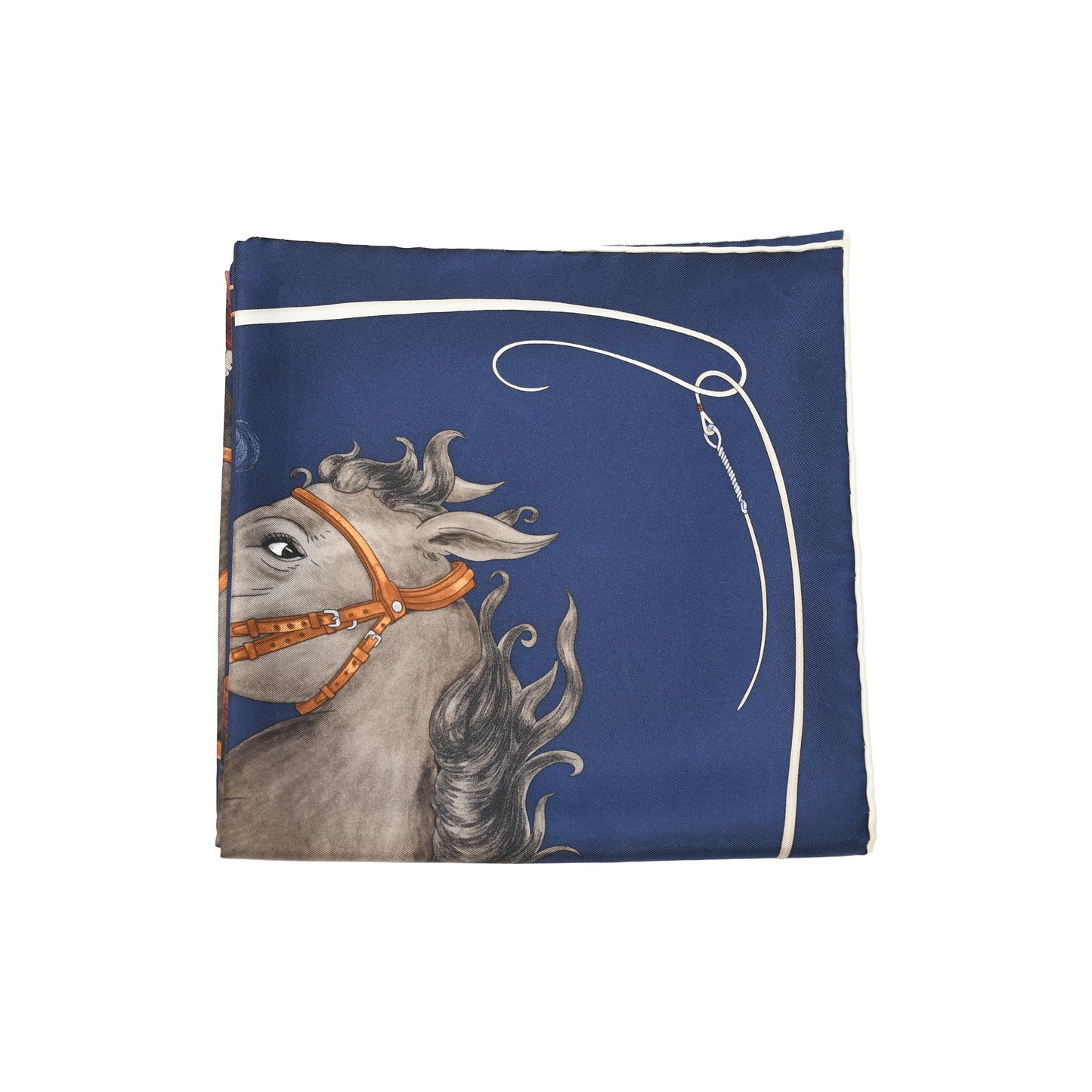 Hermes Grand Galop Carre 90 Scarf Blue