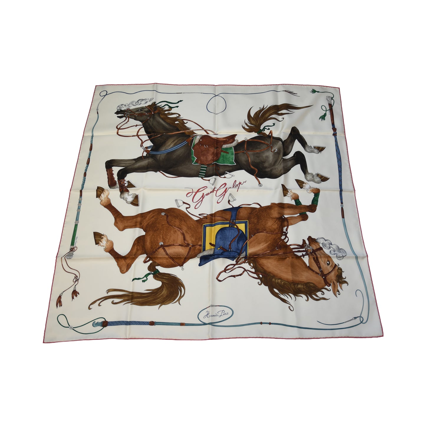 Hermes Grand Galop Carre 90 Scarf Cream
