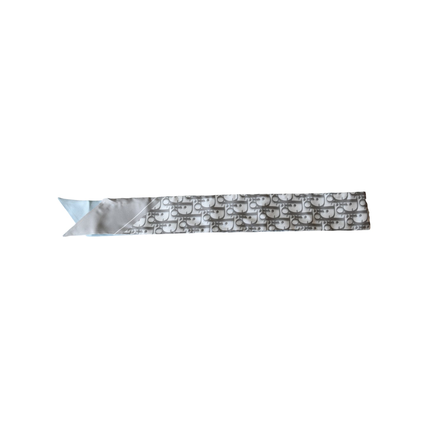 Dior Oblique Mitzah Twilly Scarf Light Blue Grey