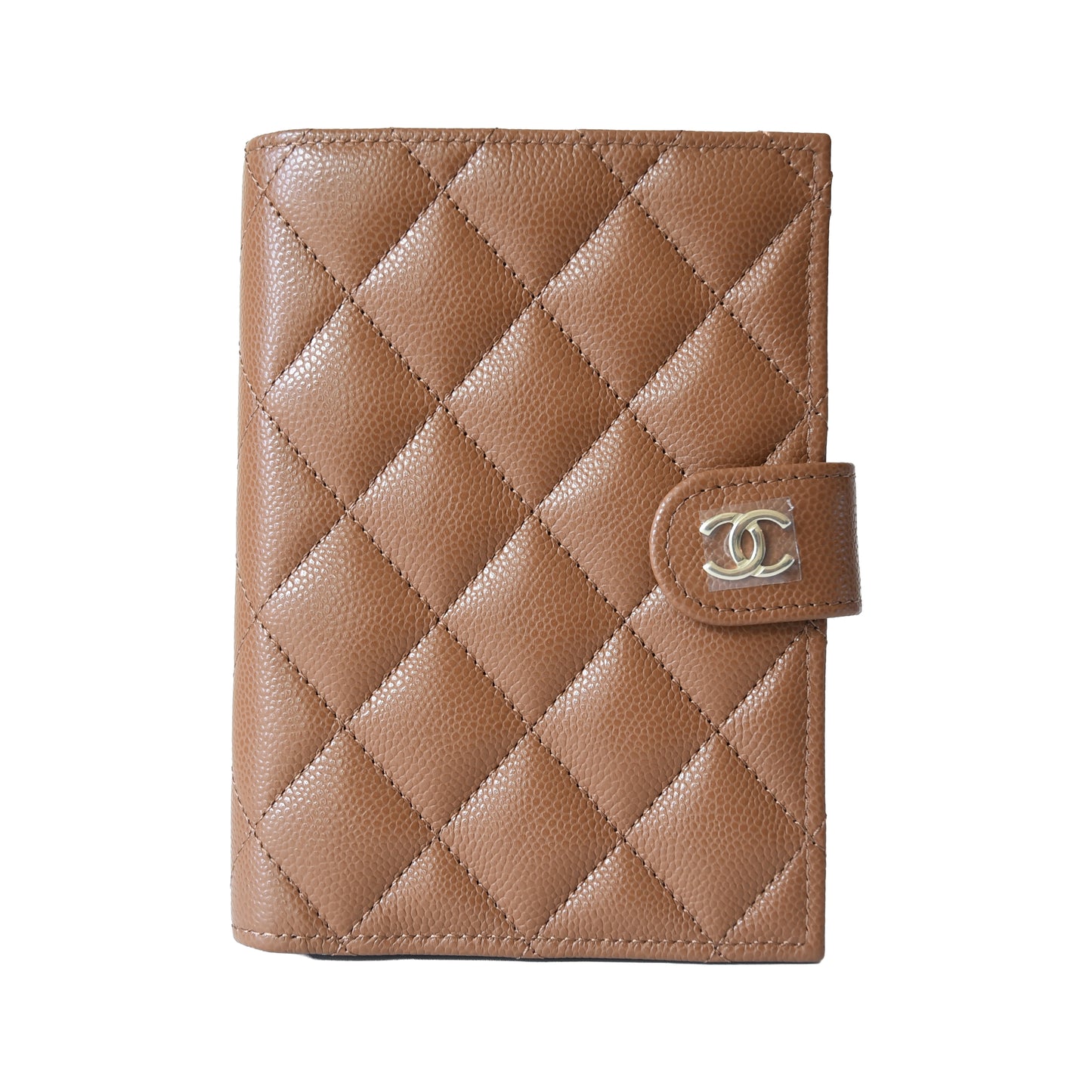 Chanel Caviar Quilted Passport Holder Wallet Camel