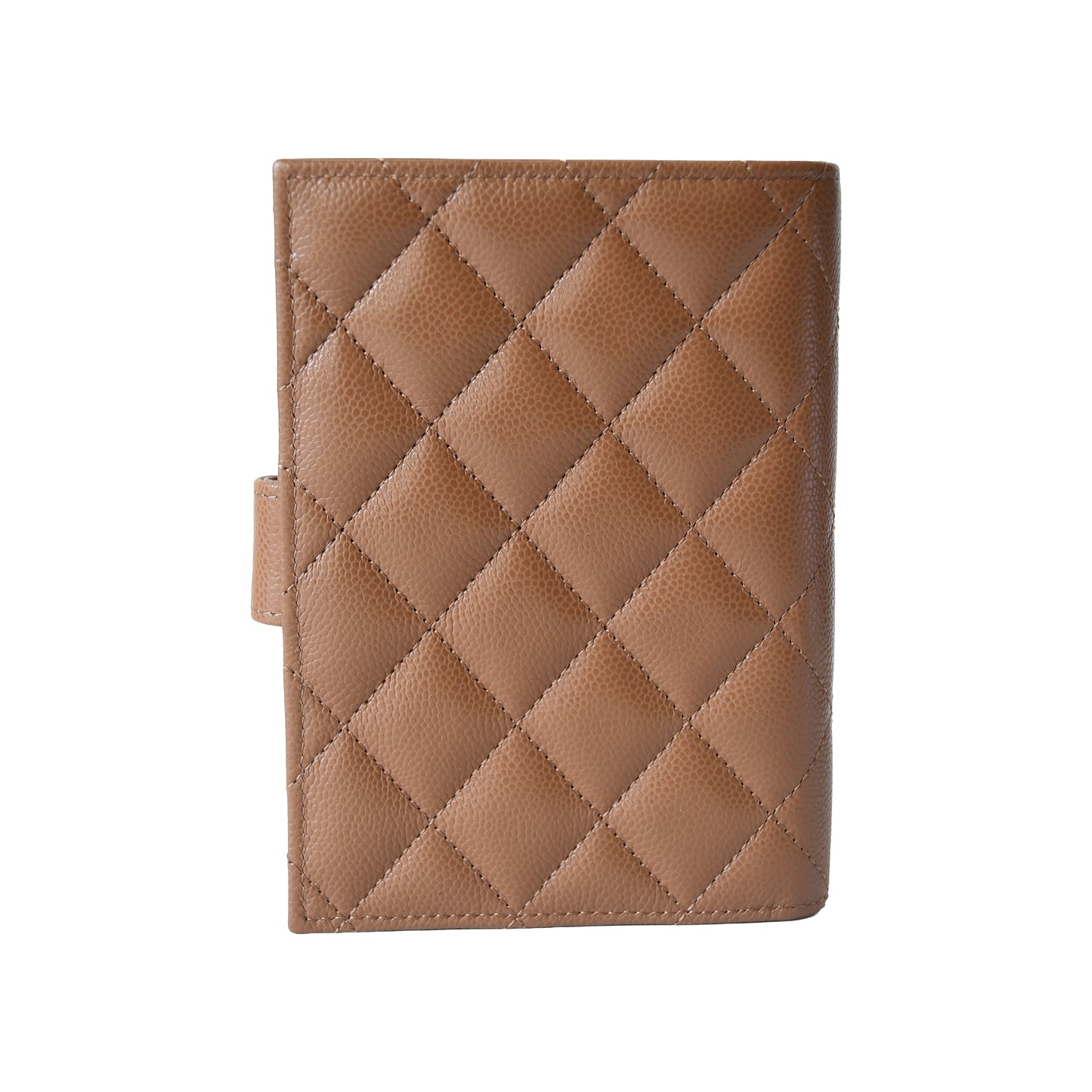 Chanel Caviar Quilted Passport Holder Wallet Camel