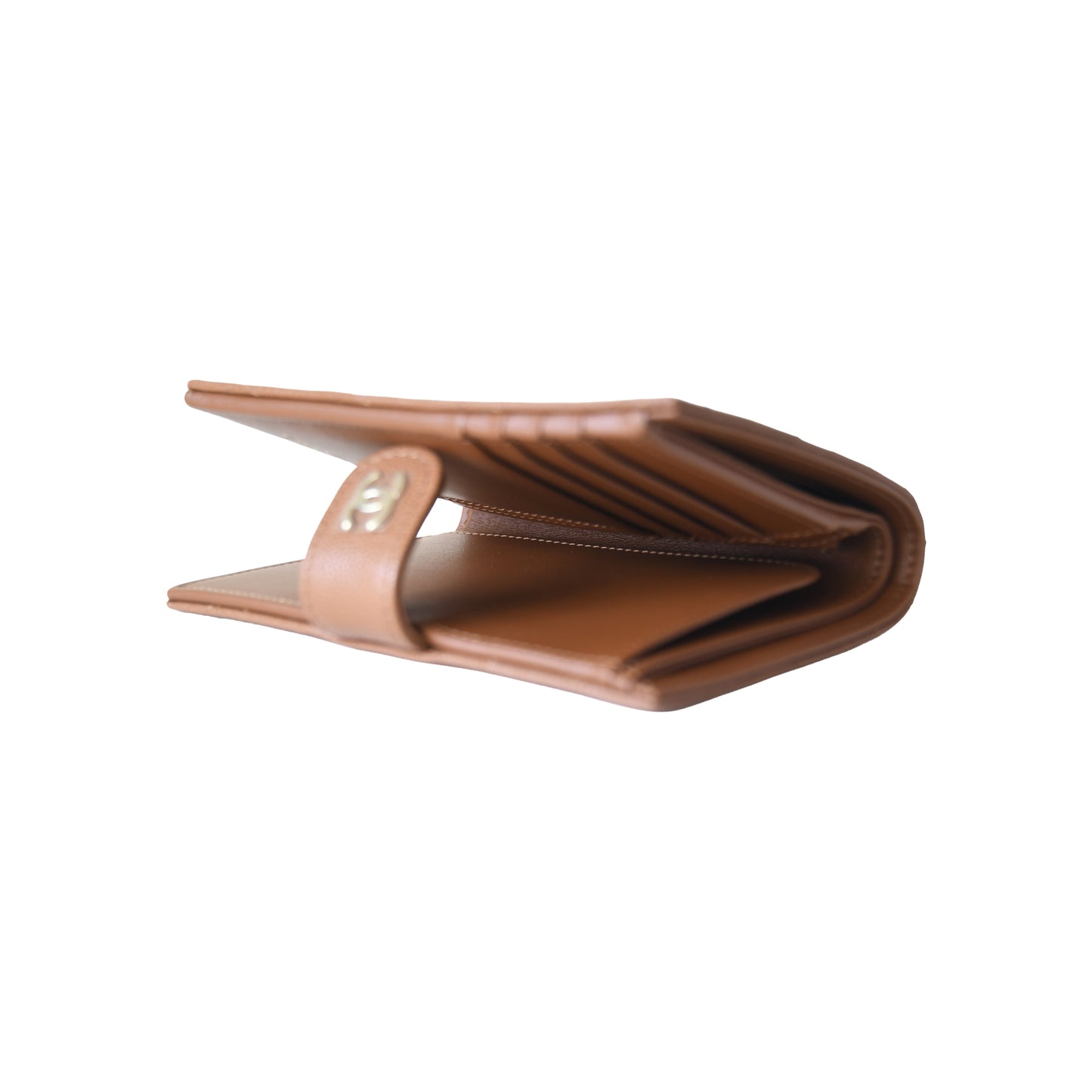 Chanel Caviar Quilted Passport Holder Wallet Camel