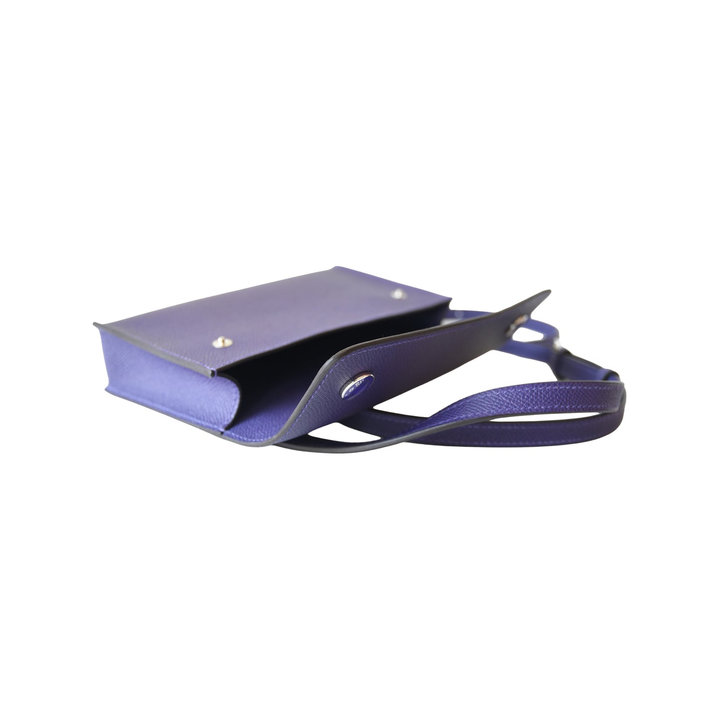 Hermes Epsom Hermesnap Wallet Crossbody Bag Purple