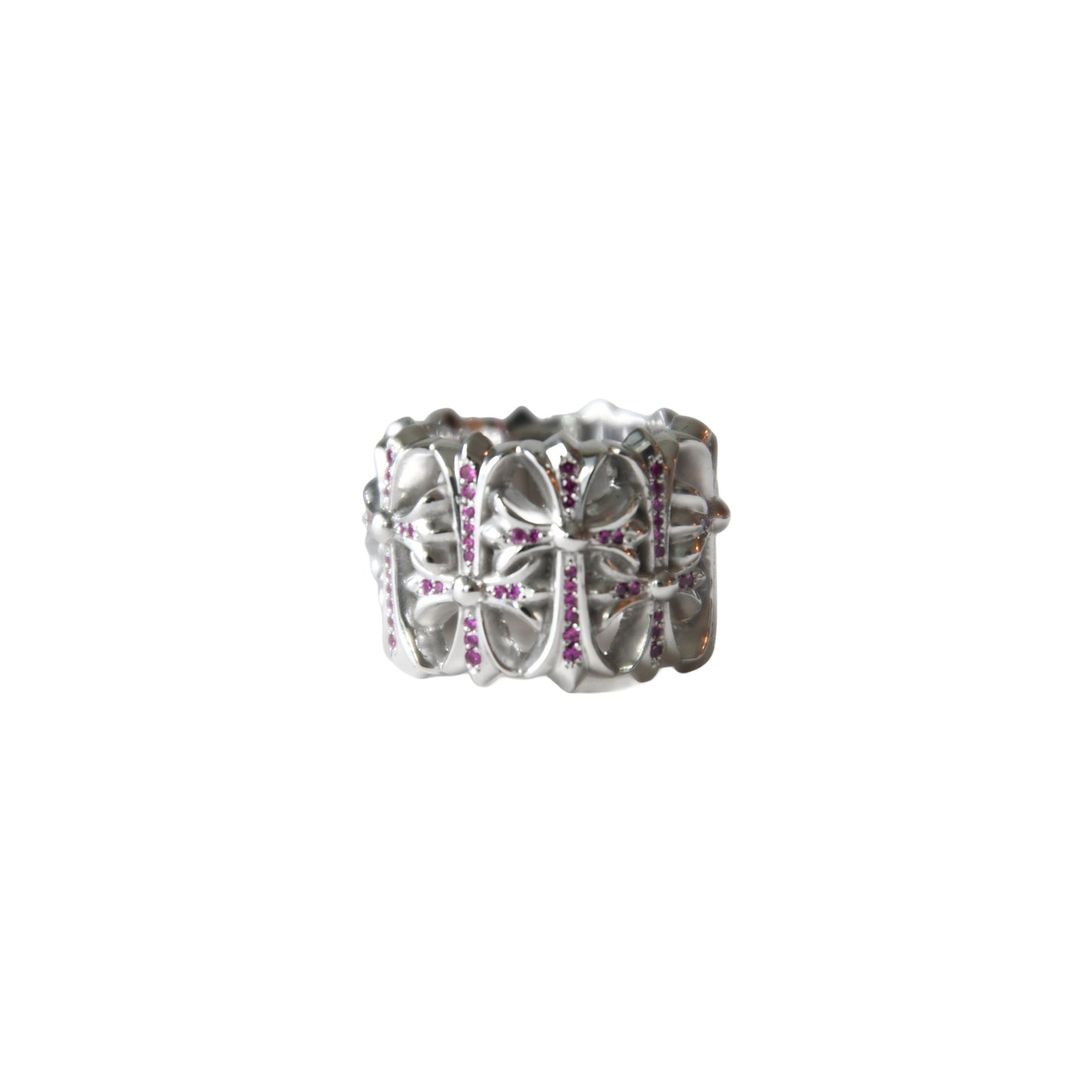 Chrome Hearts Cemetery Ring Pink Sapphires Rubies Silver