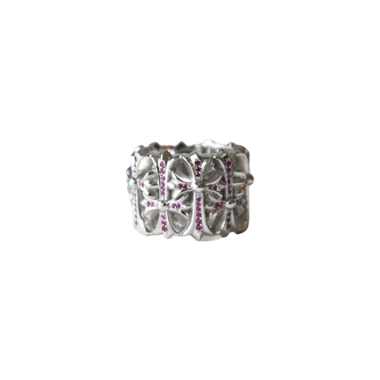 Chrome Hearts Cemetery Ring Pink Sapphires Rubies Silver