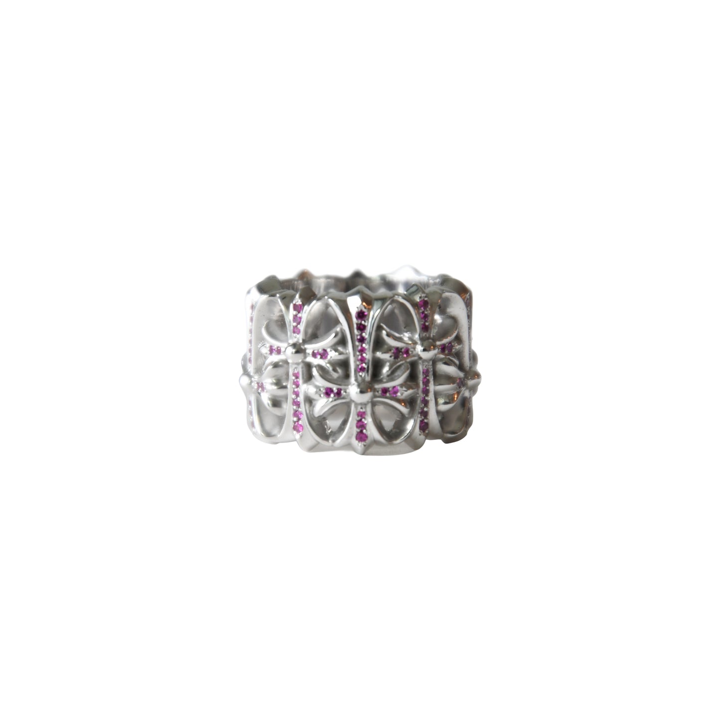 Chrome Hearts Cemetery Ring Pink Sapphires Rubies Silver