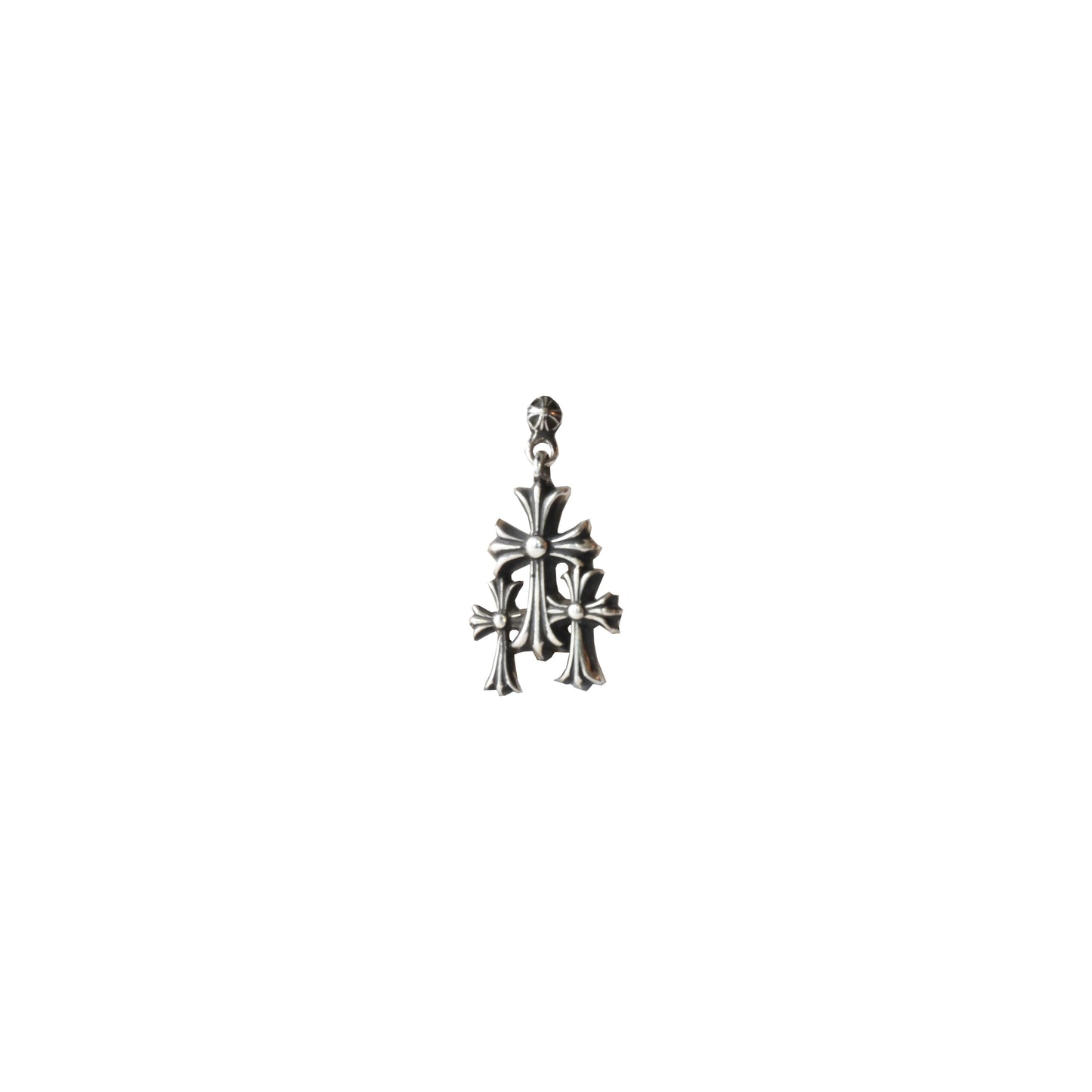 Chrome Hearts Triple Cross Pendant Earring Silver