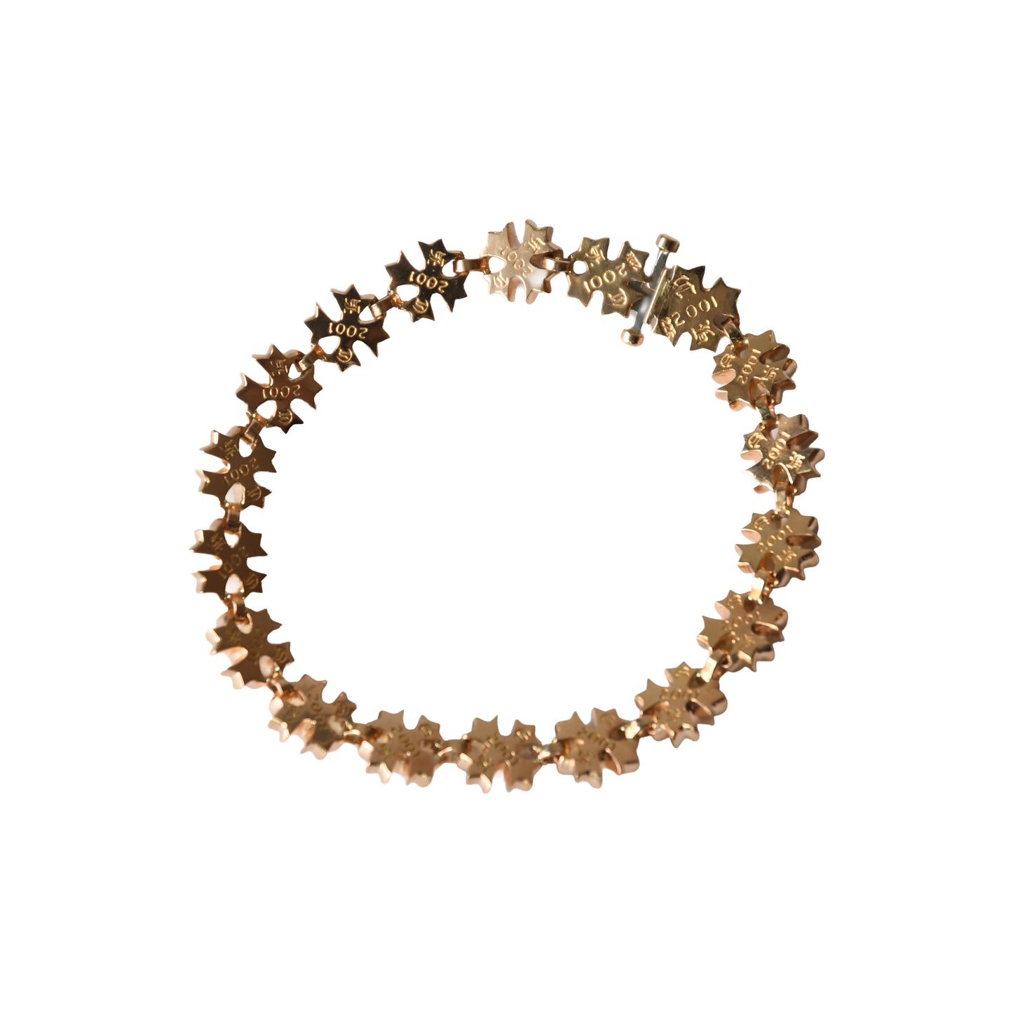 Chrome Hearts 22K Gold Tiny E CH Plus Star Link Bracelet Gold