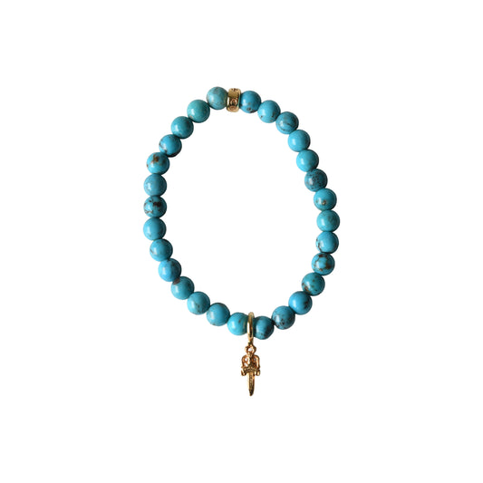 Chrome Hearts 22K Gold Turquoise Bead Bracelet with Dagger Charm Turquoise