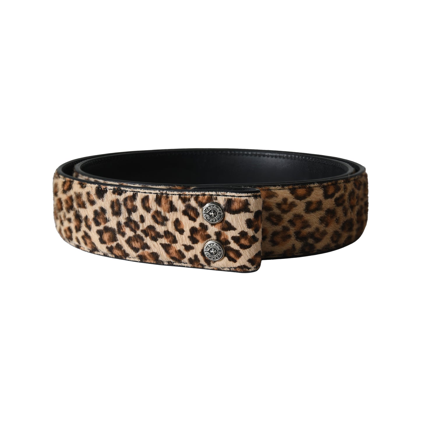 Chrome Hearts Leopard Print Pony Hair Belt Strap