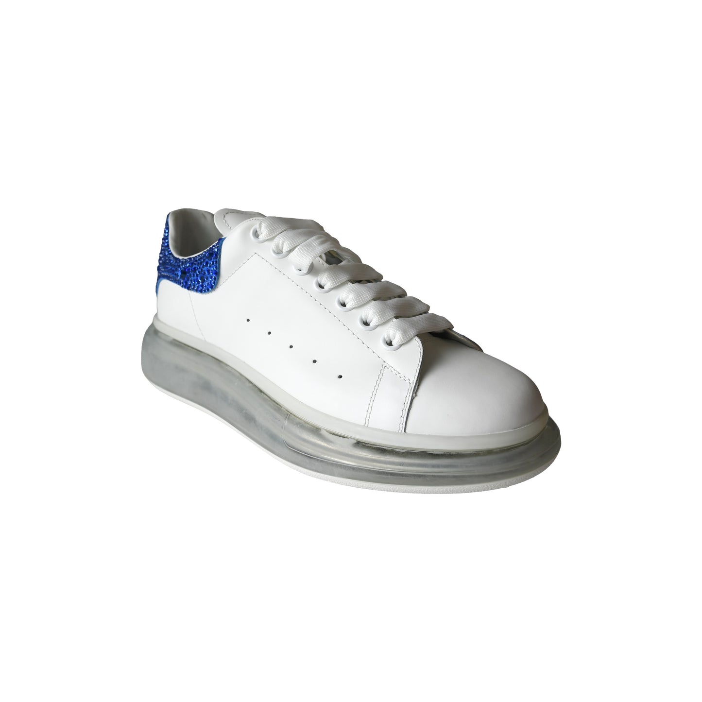 Alexander McQueen Oversized Clear Sole White Blue Crystal