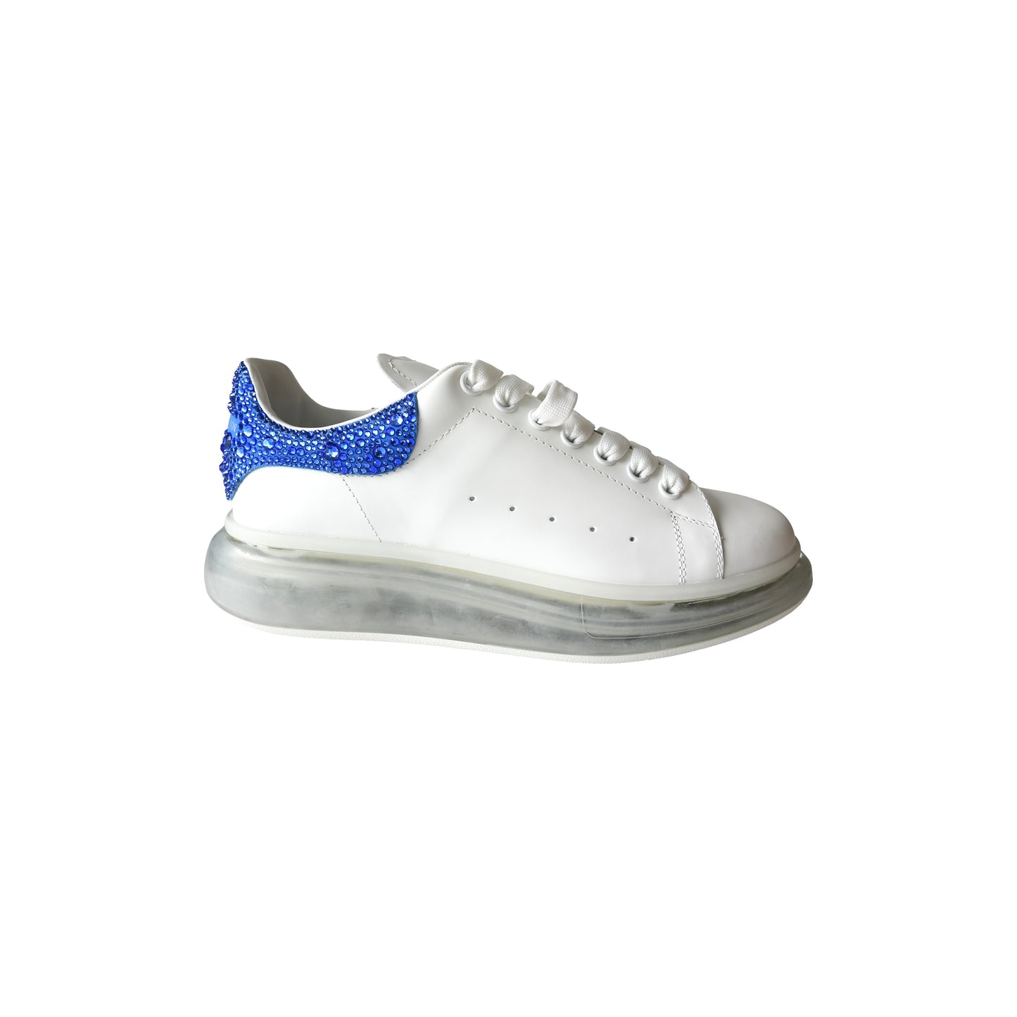 Alexander McQueen Oversized Clear Sole White Blue Crystal