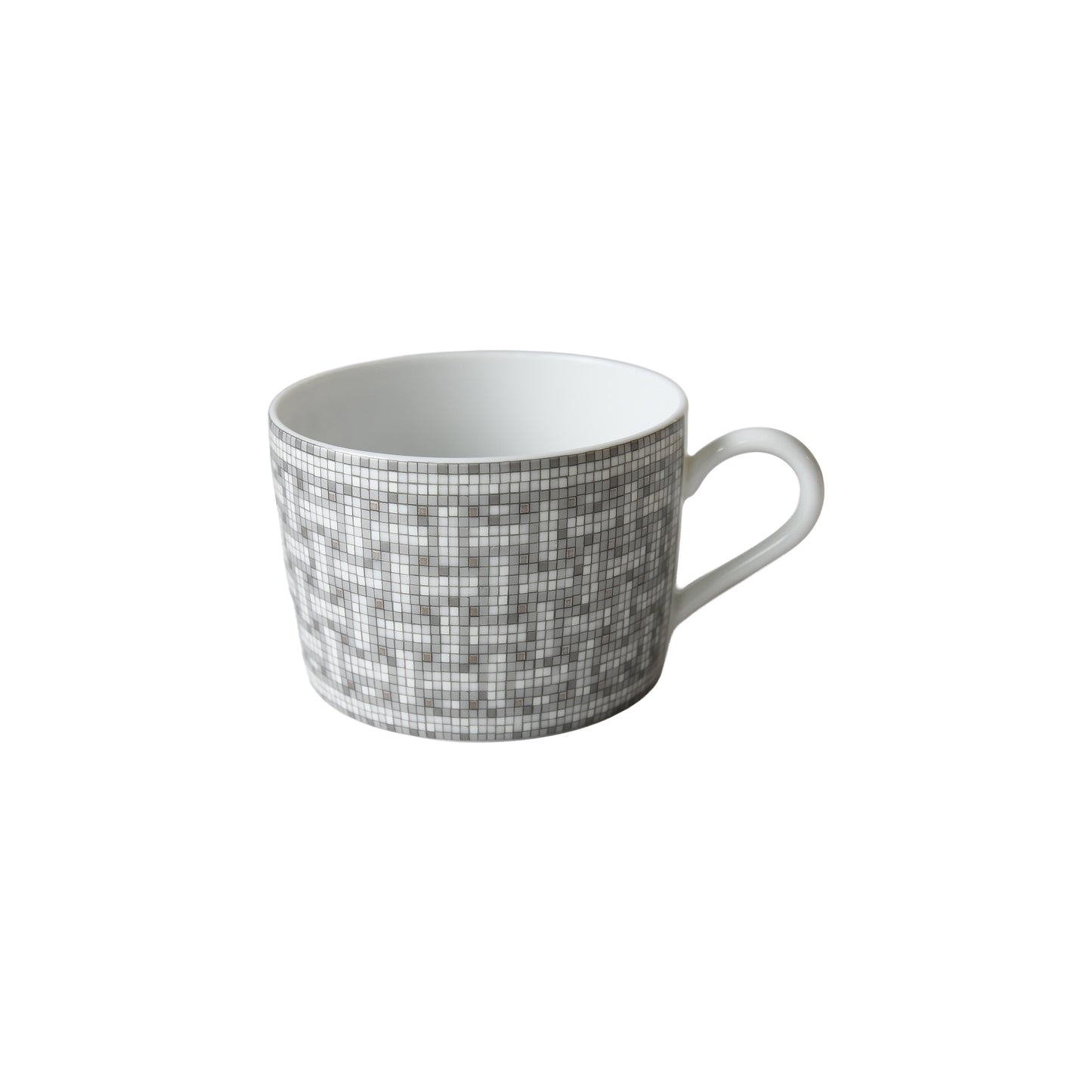 Hermes Mosaique au 24 Platinum Tea Cup and Saucer (2 Sets)