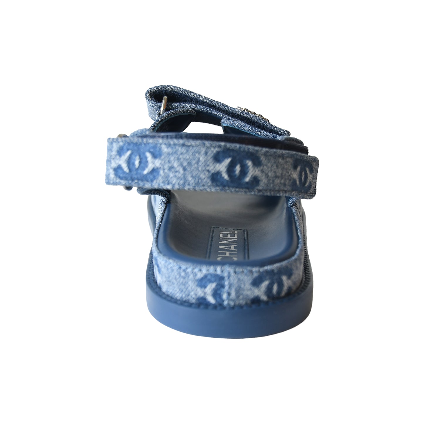 Chanel Printed Denim Interlocking CC Dad Sandals Blue