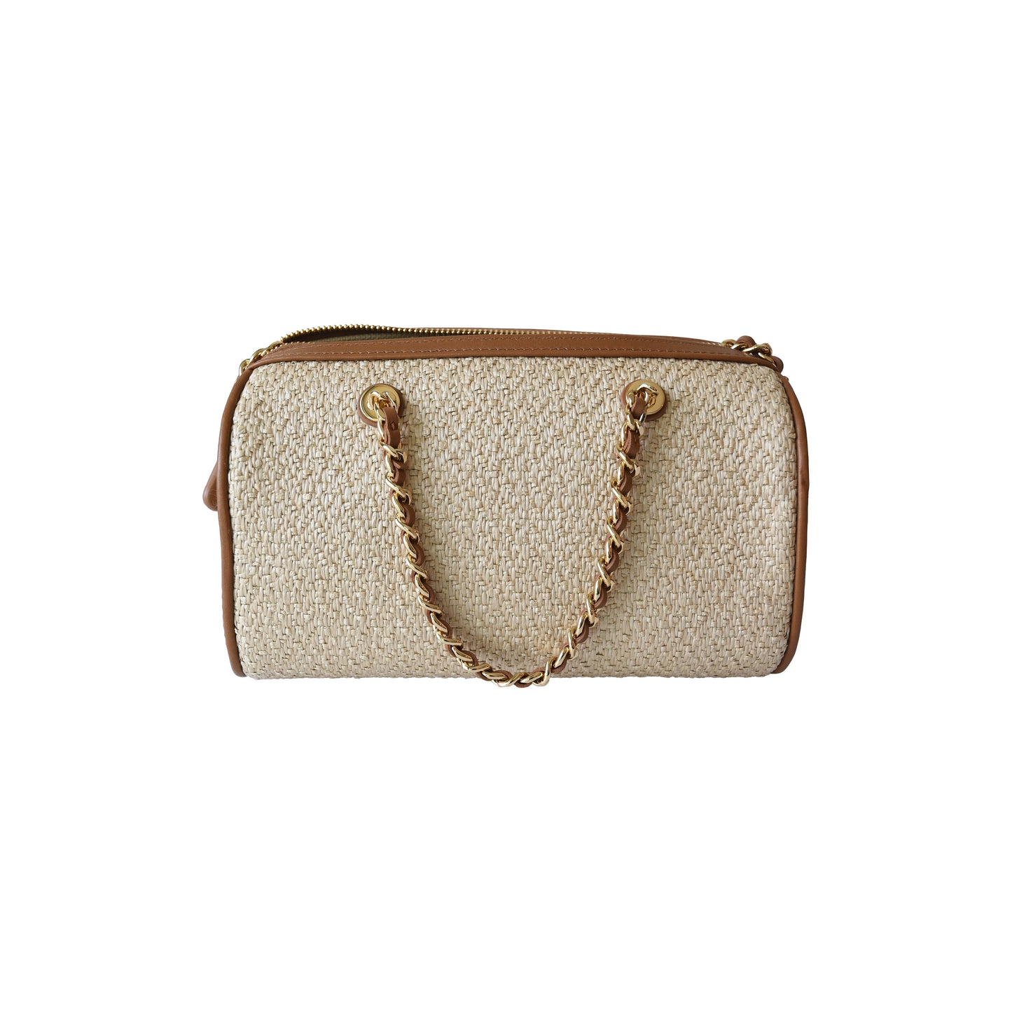 Chanel Coco Beach Mini Timeless Raffia Effect Bowling Bag Brown